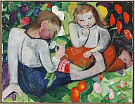 Maria Franck-Marc, Two Children between Flowers, circa 1912