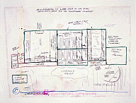 Mike Kelley, Drawing for Repressed Spatial Relationships Rendered as Fluid No. 3: Reconfiguration of Wayne High School into the Ritual Presentation Arena of the Educational Complex, 2002